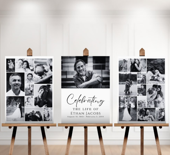 Elegant tribute wall decor setup